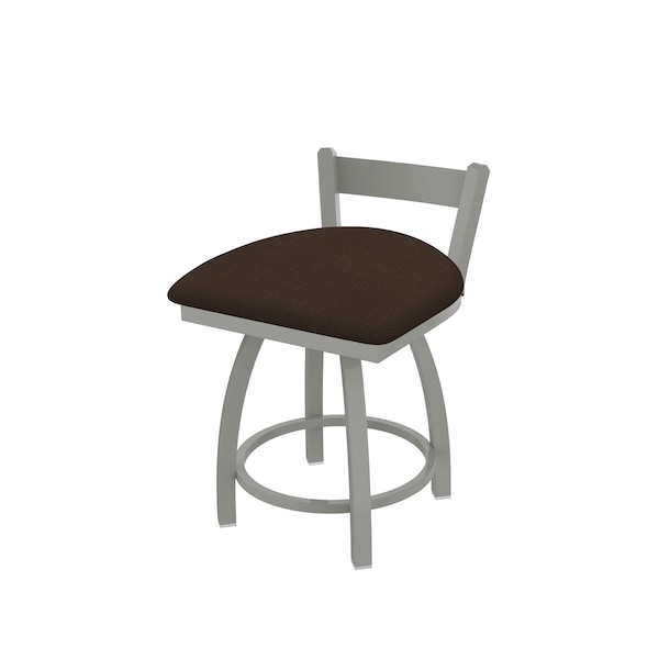 18" Low Back Swivel Vanity Stool, Nickel Finish, Rein Coffee Seat